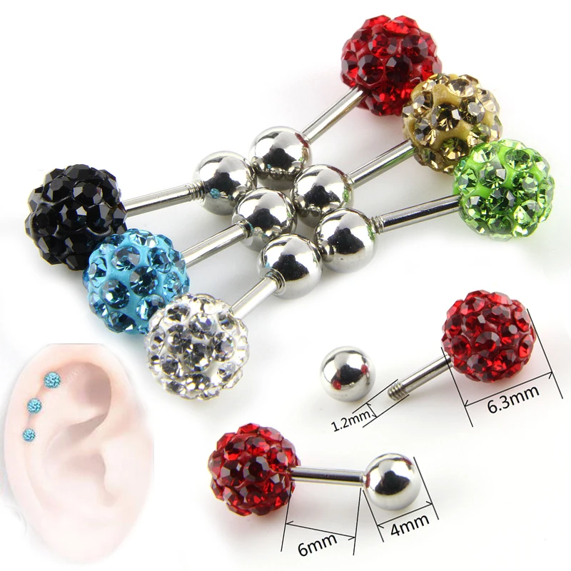 

1Pc CZ Tragus Studs Helix Cartilage Ear Piercing Ferido Surgical Steel Stud 16G 3/6mm Ball Body Jewelry Ear Piercing