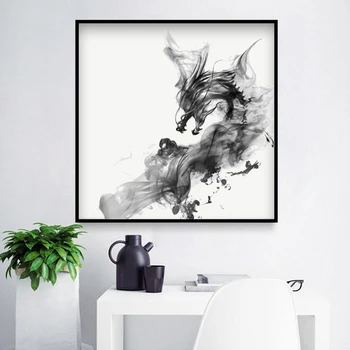 

Chinese traditional decorative murals Chinese dragon painting frameless painting ink painting