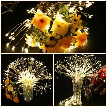 

4pcs/Set Light String 120LED DIY Fireworks Light String Lantern Halloween Christmas Room Outdoor Decorative Lamp IP65 Waterproof