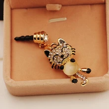 50 шт/лот модный улыбающийся Тигр с опалом для Iphone для samsung и всех 3,5 мм Универсальные наушники для мобильного телефона Пылезащитная заглушка