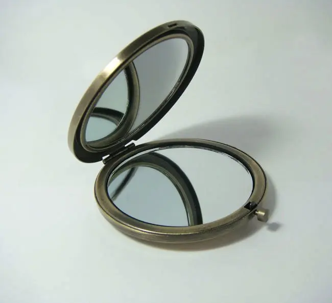 Компактное зеркало DIY портативное металлическое зеркало для нанесения макияжа медный цвет 2 шт./партия#18410