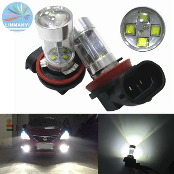 

NEW 2PCS Super bright Fog Lamps H11 H8 40W 8SMD 8LED 6000K 980LM White High Power Fog Lights Driving Lights DRL 12VDC With Lens