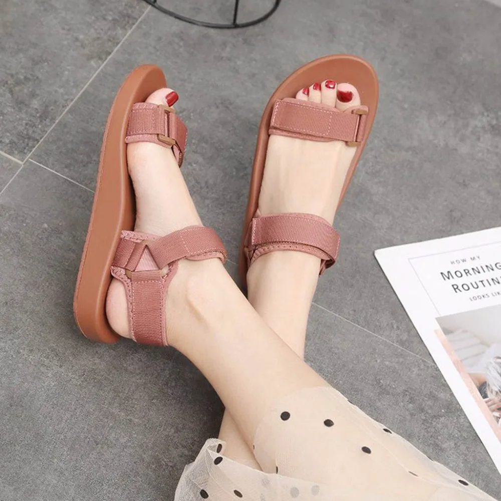 2019  ladies summer sports student beach sandals flat pregnant gladiator sandals women beach shoes summer slippers 40J25 (5)
