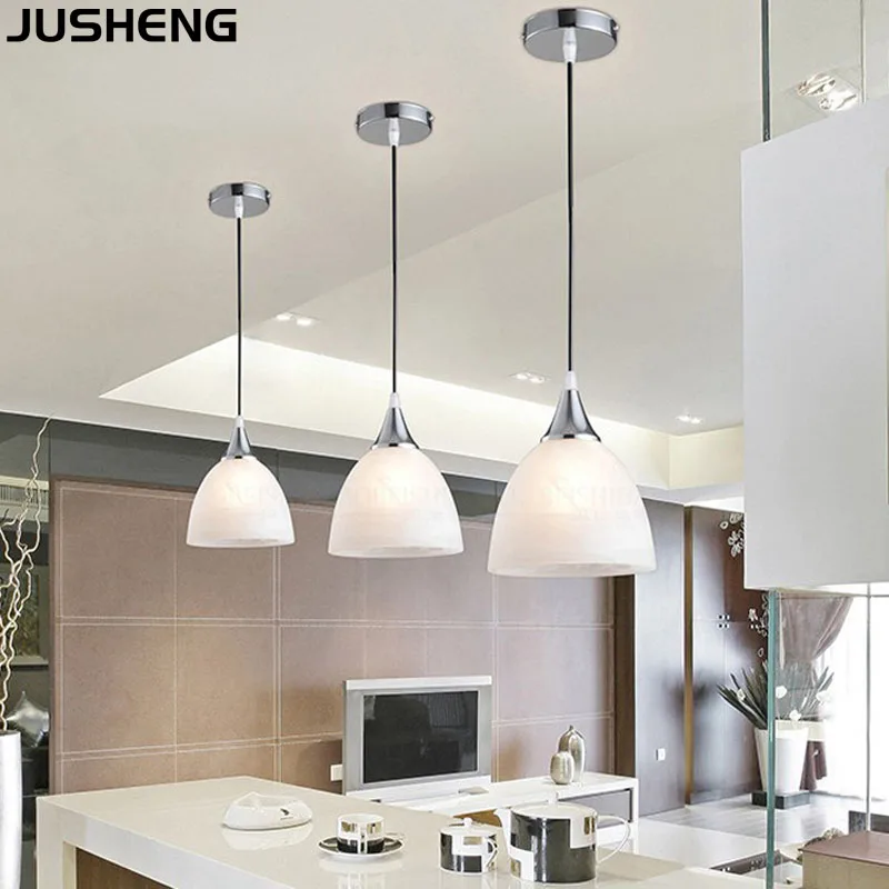 JUSHENG Modern LED Glass shade chandelier living room bedroom  restaurant ceiling lamp dining room lamps E27