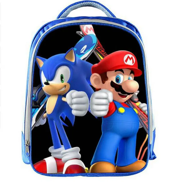 

13 Inch Super Mario Backpack Children Cartoon Sonic Backpacks Boys Girls SchoolBag For Kindergarten Daily Backpack Kids BookBag