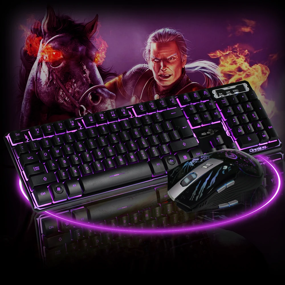 

LED Gaming wired 2.4G keyboard and 3200DPI Mouse Computer Multimedia Gamer