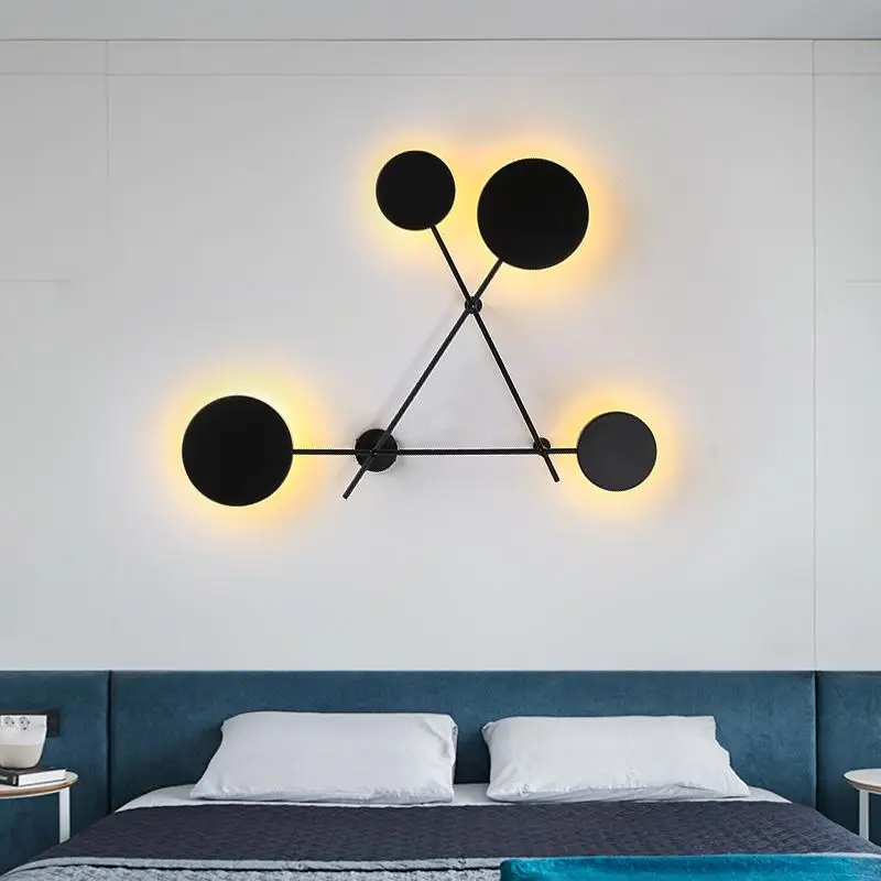 

220V Nordic Living Room Wall Lamp Modern Minimalist Wrought Iron Round Aisle Staircase Lamp Designer Bedroom Bedside Lamp