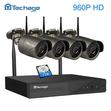 Techage 960P 1.3MP Wifi CCTV System 4ch 1080P HD Wireless NVR Bullet CCTV IP Camera Home Security Surveillance Kit P2P APP View