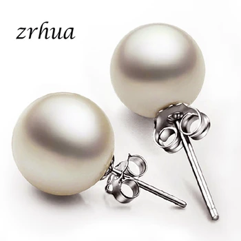 

ZRHUA AAAA High Quality Pearl Earrings Classic Wedding Jewelry Trendy 925 Silver Stud Earring for Women Party Christmas Gifts