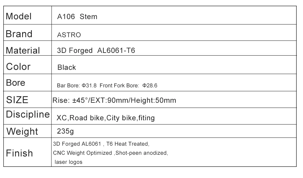 ASTRO велосипедный стержень для шоссейного горного велосипеда MTB из алюминиевого сплава, велосипедный стояк 45 градусов 31,8 мм для велосипедного руля, велосипедная часть