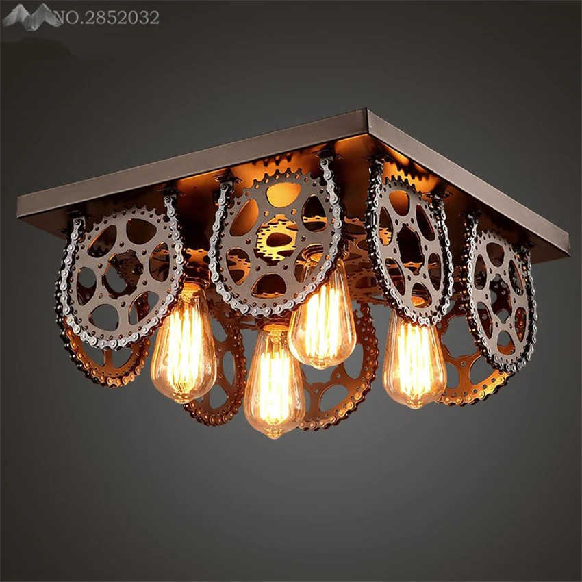 

LFH American Industrial style gear Ceiling lights iron Ceiling Lamps for living room Bar Restaurant Cafe indoor home lighting