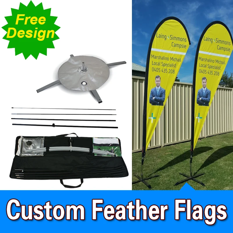 

Free Shipping Single Sided Cross Base Teardrop Flag Signs Advertising Promotional Custom Teardrop flags