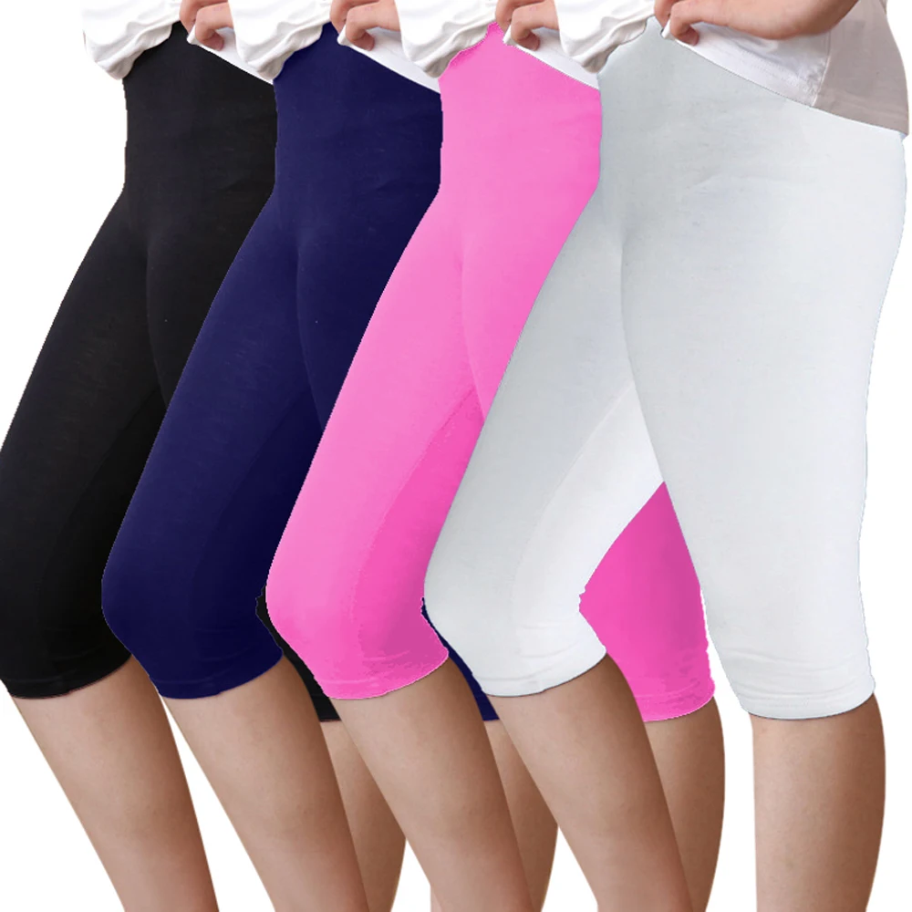 

LOOZYKIT 3pcs Women's Modal Breathbale Sports Trunks Cropped Trousers Legging Ladies Thin Solid Color Legging Elastic Short Pant