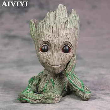

Baby Flower pot Action Figures Resin pot Cute Model Toy Pen Pot Twig Guardians Vessel Antistress Tree Men Best Gifts