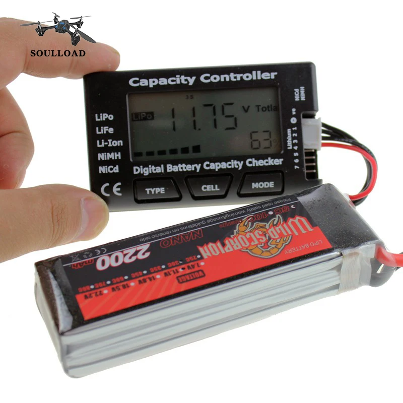 RC FPV CellMeter-7 Digital Battery Capacity Checker LiPo LiFe Li-ion NiMH Nicd for RC Helicopter