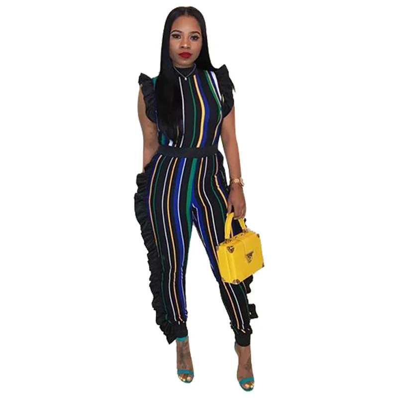 

Women One Piece Casual Suit Sexy Striped Yellow Red Green Bodysuits Outdoor Dating Party Playsuits Plus Size Women Clothing