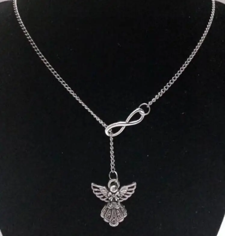 Lovely Angel & Infinity Charms Pendants Chain Necklace 50cm Fashion