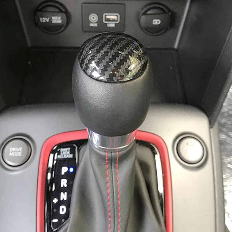 

For Hyundai Kona Encino 2018 2019 ABS Matte and Carbon Car gear shift lever knob handle cover Cover Trim Car Styling Accessories