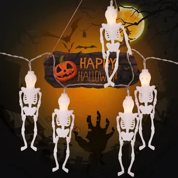 

Halloween Outdoor Decoration LED Colorful Lights String Skeleton Frame LED Battery Lights String Skull Head Star Lights