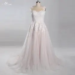 LZ245 2018 бисера Кружева бальное платье Vestido De Noiva Yiaibridal реальные фотографии голые розовые свадебное платье