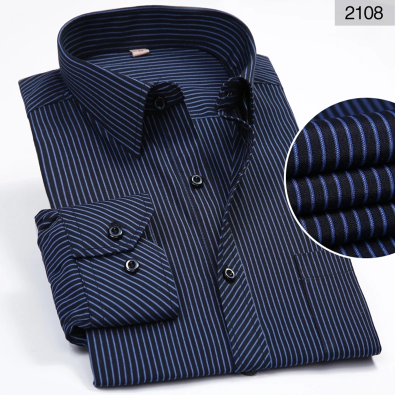Популярные полосатые повседневные мужские рубашки среднего возраста плюс размер 6XL 5XL 4XL 3XL высокое качество с длинным рукавом деловые мужские рубашки