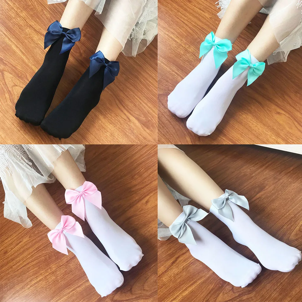 Носки женские Короткие хлопковые повседневные Однотонные эластичные шелковые с