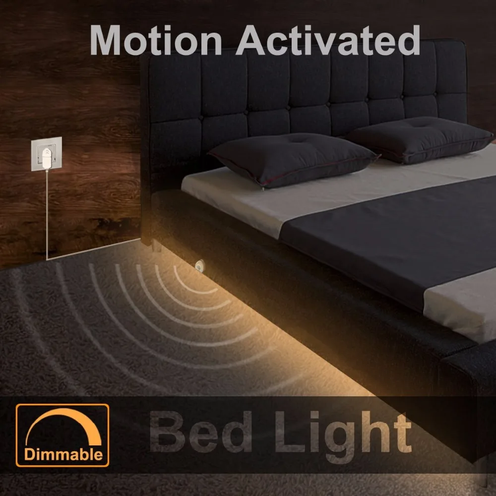 comprar Cama de Luz com Sensor De Movimento e Adaptador De Energia pode ser escurecido, debaixo da Cama de Luz Movimento Ativado Tira CONDUZIDA para o quarto Do Bebê Escadas Gabinete