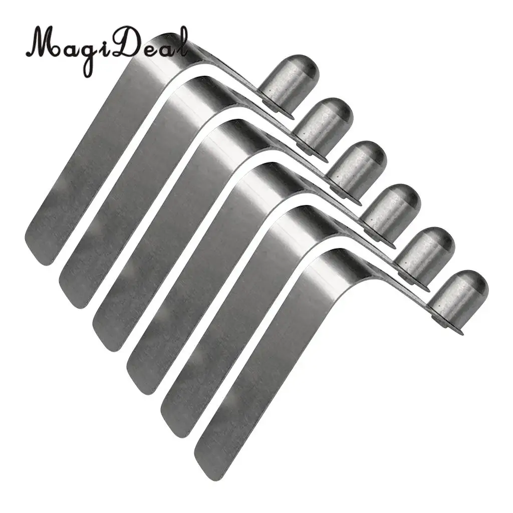 

MagiDeal Pack 6 Durable Stainless Steel Single Button Snap Clips 8mm - Kayak Paddle Spring Clip - Tent Pole - Awning Accessories