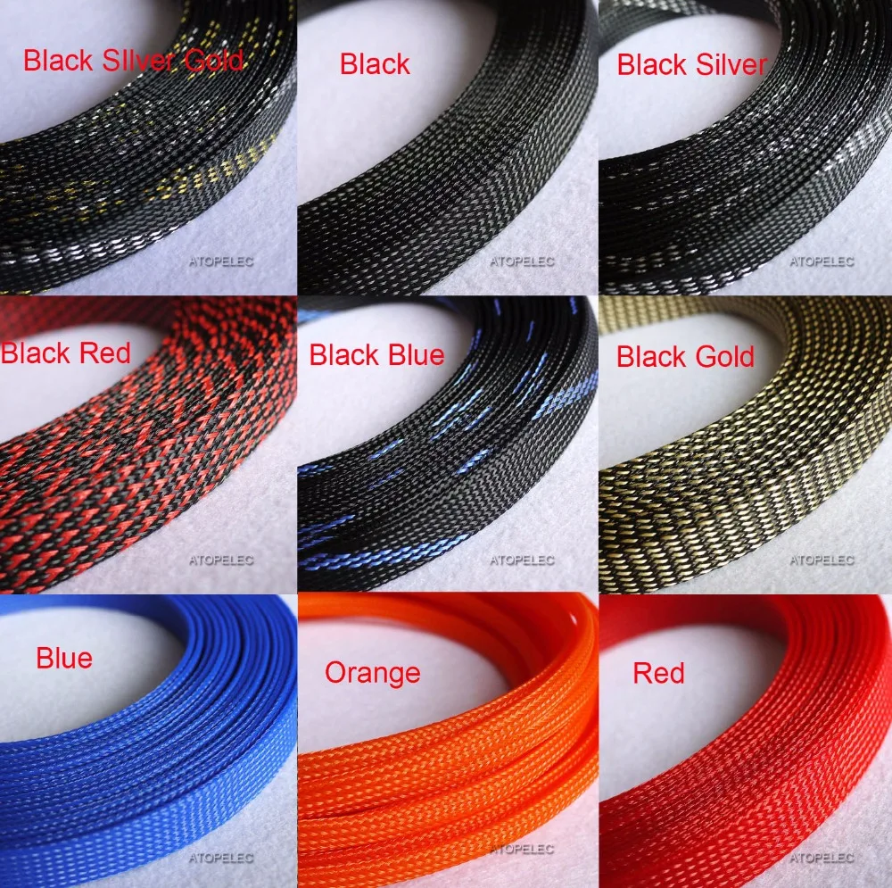 14MM 9/16" TIGHT Braided PET Expandable Sleeving Cable Wire Sheath