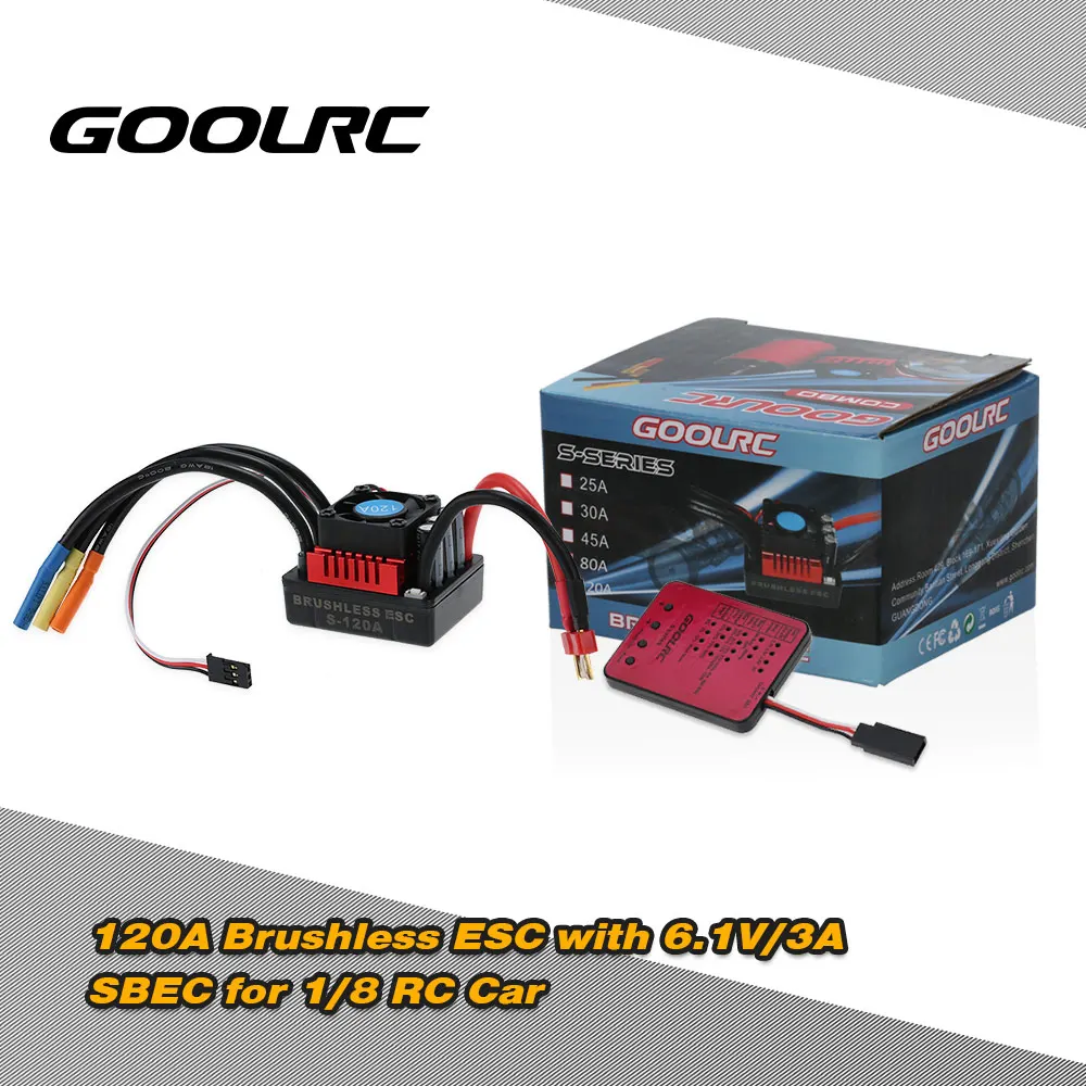 

GoolRC New RC Accessory S-120A Brushless ESC with 6.1V/3A SBEC & Programming Card for 1/8 RC Car