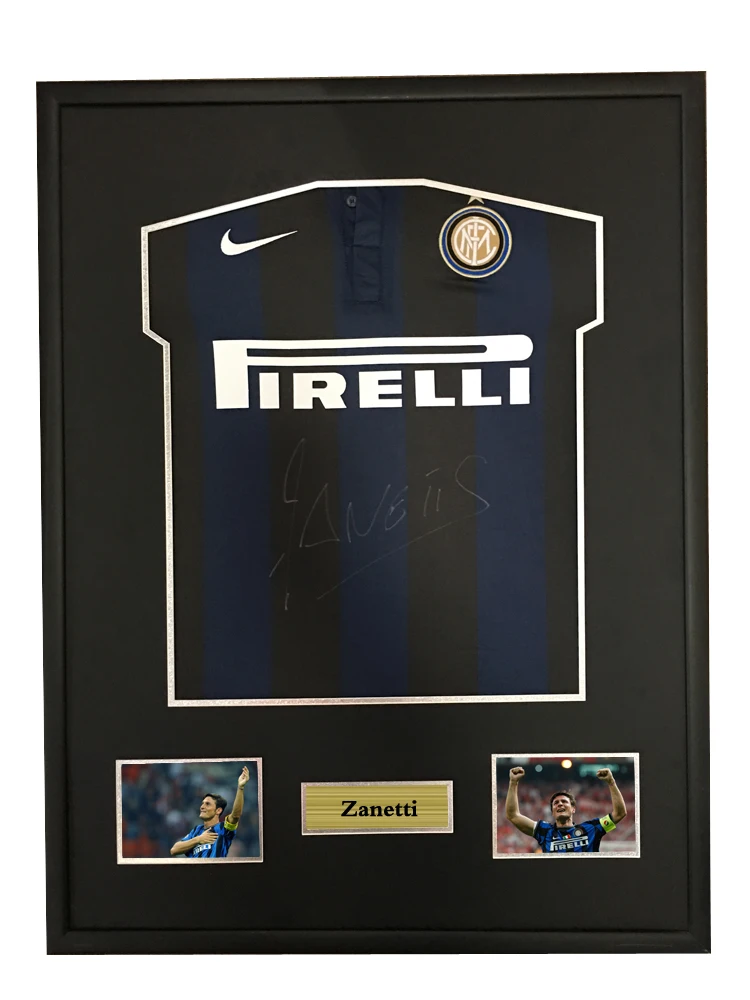 

Zanetti signed autographed soccer shirt jersey come with Sa coa framed Internazionale Milano