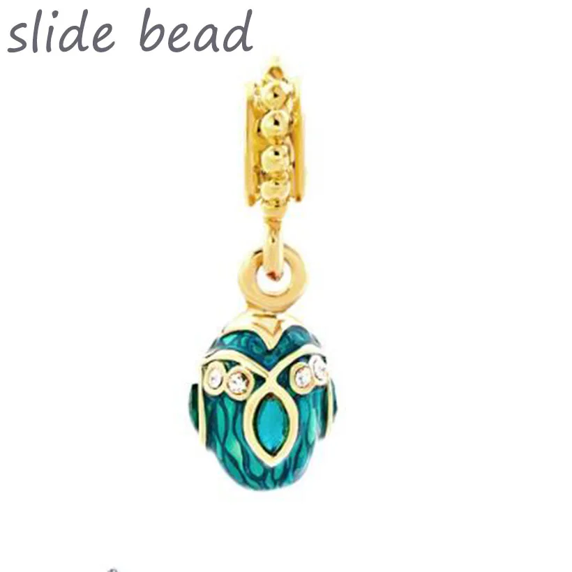 Fit Pandora Collana Bracciali Cristallo Blu Pasqua Faberge Uovo Ciondola Golden Charm Distanziatori Perline Per La Creazione Di Gioielli