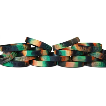 

300pcs FIFTEEN STRETCHY green black & brown provide a realistic army color sport silicone wristband bracelet shipping by DHL