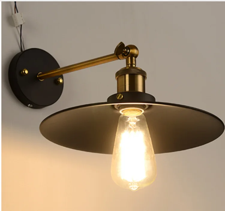 Lâmpada de parede retrô e27, lâmpada de cabeceira preta, iluminação