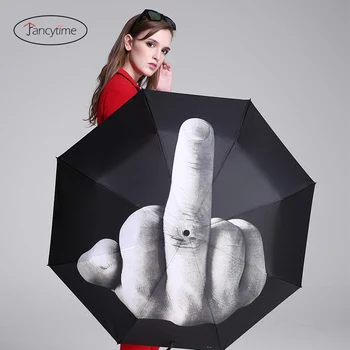 

Personality Black Middle Finger Rain Umbrellas for Men Cool Female Umbrella Rain Women's Umbrella Windproof Folding Parasol