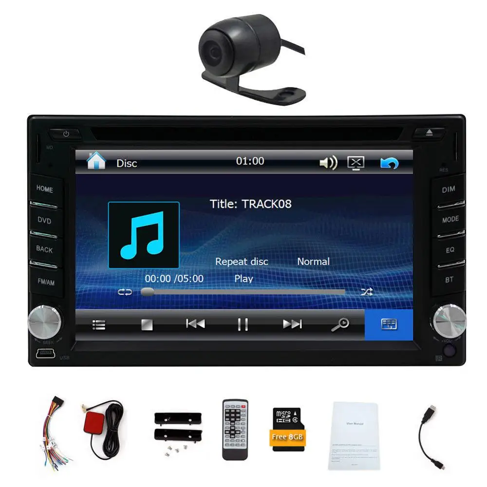 

6.2" Double 2DIN Car DVD CD Player Bluetooth Touch Screen Stereo Radio in dash headunit car radio auto car gps+Rear view Camera