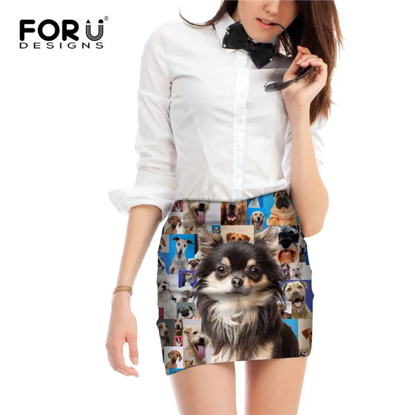 FORUDESIGNS/эластичная облегающая женская юбка в стиле панк с 3D принтом собаки женская короткая юбка Kawaiii Animal Slim Tight mini Юбки для леди M/L