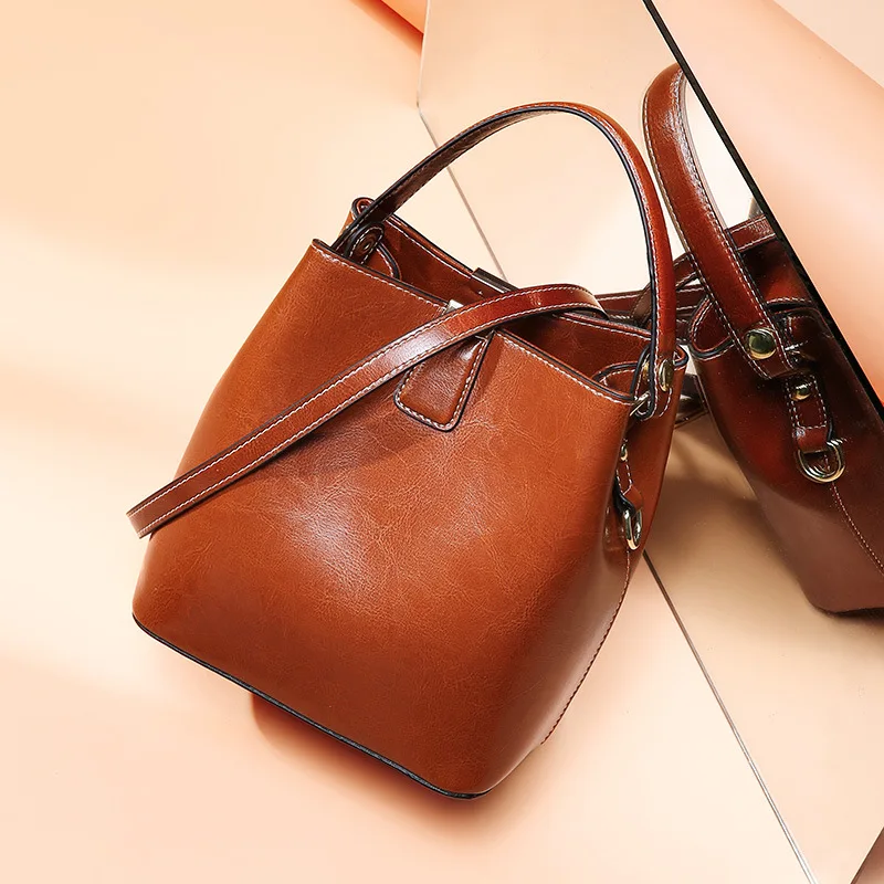 Benthill Bolso Piel Mujer - Bolso De Piel De Vacuno Mujer - Bandolera De Piel Auténtica Con Cremallera - Bandolera Vintage, Color:Marrón