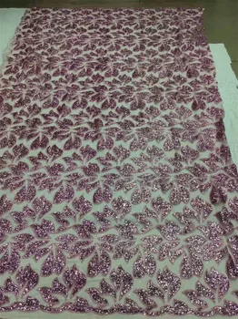

New arrival guipure lace fabric with light purple glitter African Tulle Lace Fabric Latest African French Lace Fabric