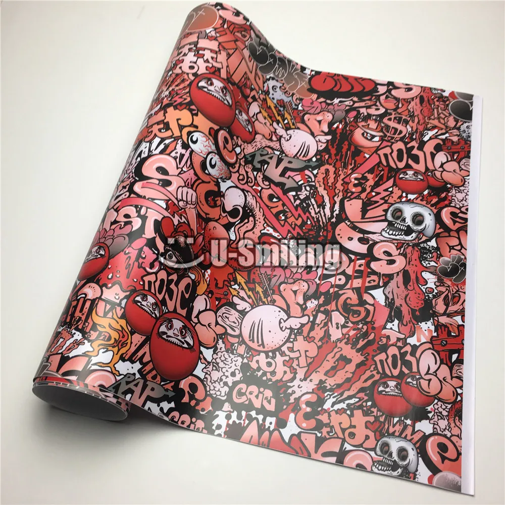 HD Print JDM Sticker bomb Vinyl Wrap Film Roll Graffiti Cartoon Car Wrapping Sticker Console Computer Laptop Skin Motorcycle