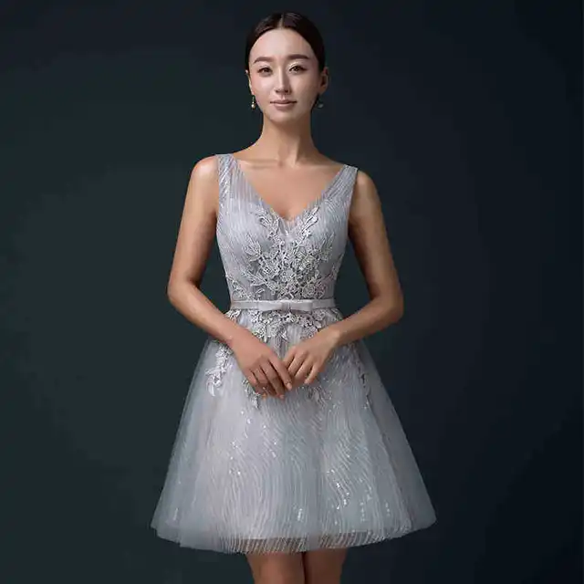 light gray cocktail dress