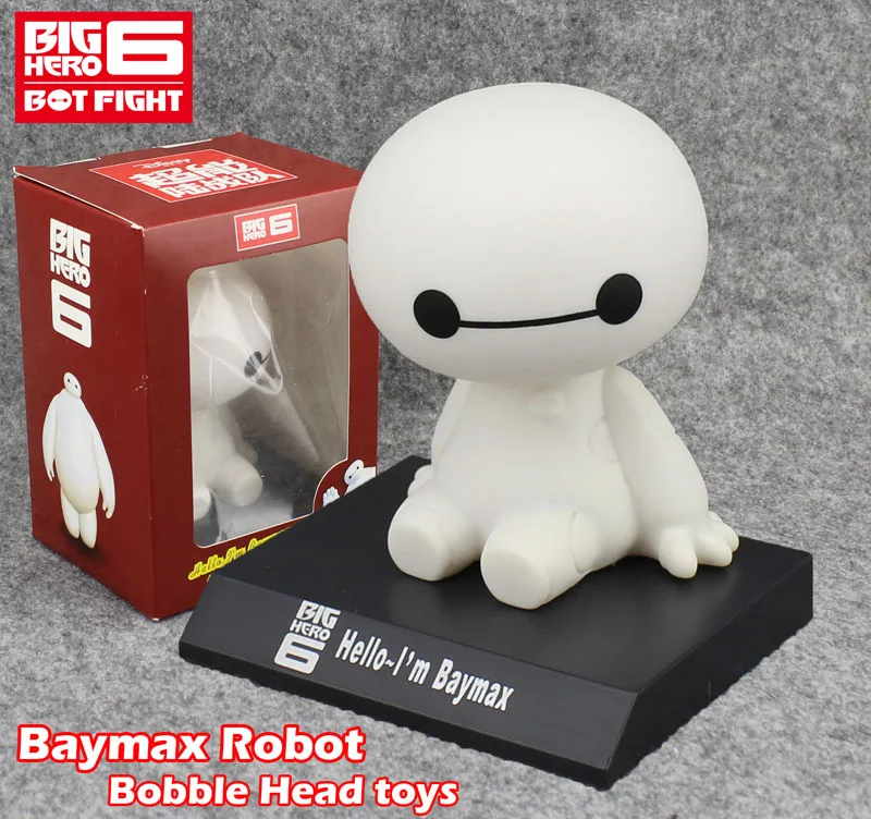 

Free Shipping Cute 4" Big Hero 6 Baymax Robot Bobble Head Shaking Head Toy Model Car Decoration 10cm Boxed PVC Action Figure Toy