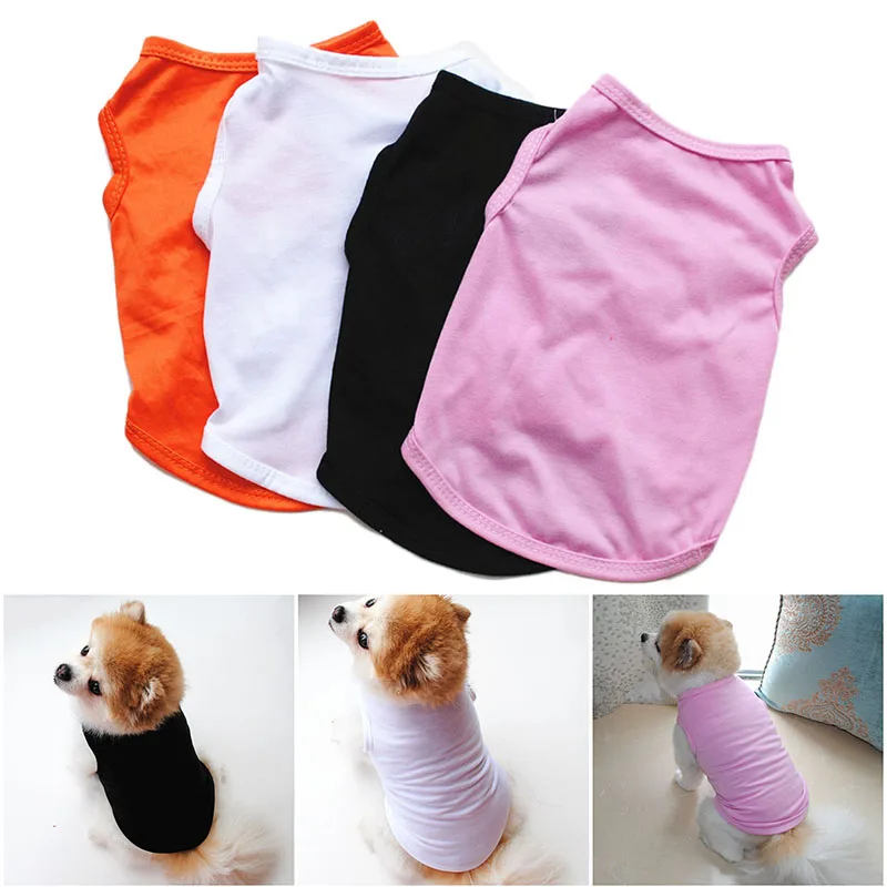 

2019 Summer Pet Puppy Clothes Small Dog Vest Casual Pure Color T Shirt for Cats Soft Polyester Clothing Black White Pink Orange