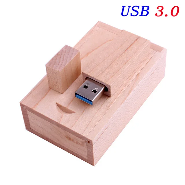 JASTER USB 3,0 флэш-накопитель в деревянном корпусе с логотипом на заказ Бамбук usb с коробкой usb флэш-накопитель карта памяти, Флеш накопитель pendrive 8GB 16GB 32GB 64GB - Цвет: Maple