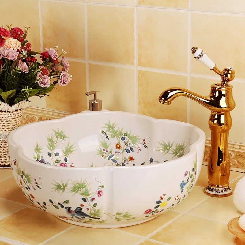 Europe Vintage Style Art Basin Sinks Ceramic Counter Top Wash Basin Bathroom Vessel Sinks vanities new ceramic wash basin (3)