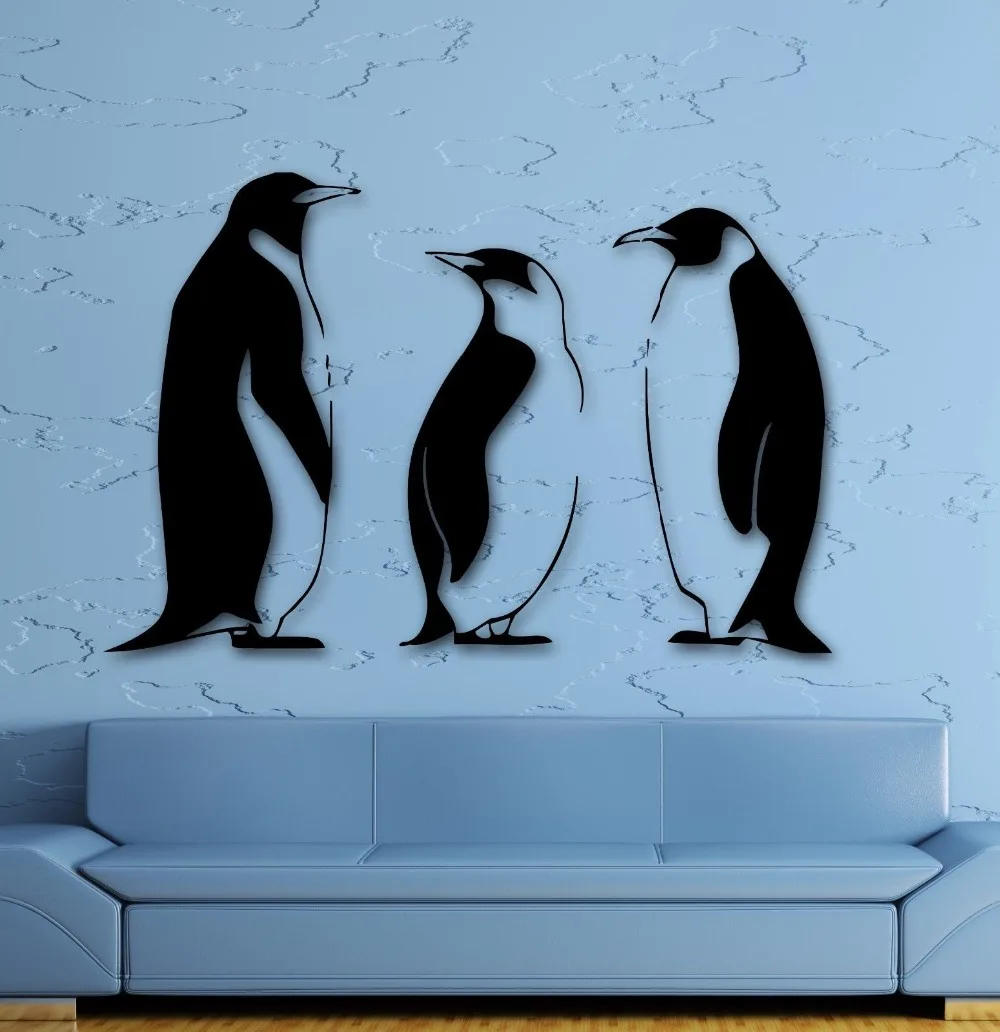 Vinyl Decal Penguins Funny Animal Bathroom Decor Art Wall Stickers