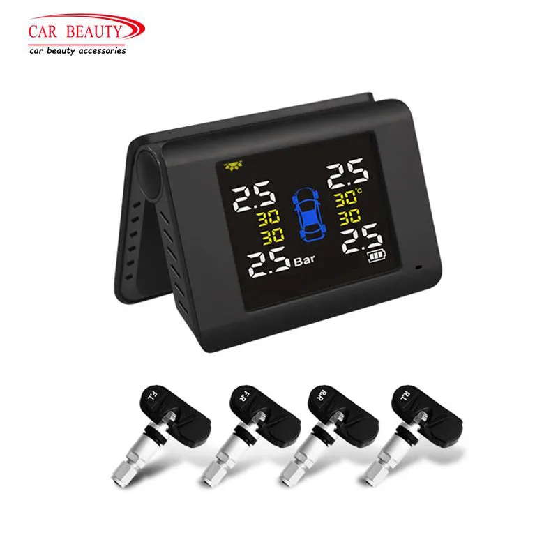 

LCD Display Wireless Solar Power TPMS for Car Tire Pressure Monitoring System Auto Security Alarm Gauge Car Electronics
