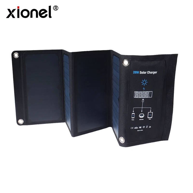 Xionel 28W Folding Solar Panel Charger Portable with Fast Charge 3 USB Port High Efficiency Sunpower Solar Panel for Cellphone цена Xionel 28W Folding Solar Panel Charger Portable with Fast Charge 3 USB Port High Efficiency Sunpower Solar Panel for Cellphone цены онлайн