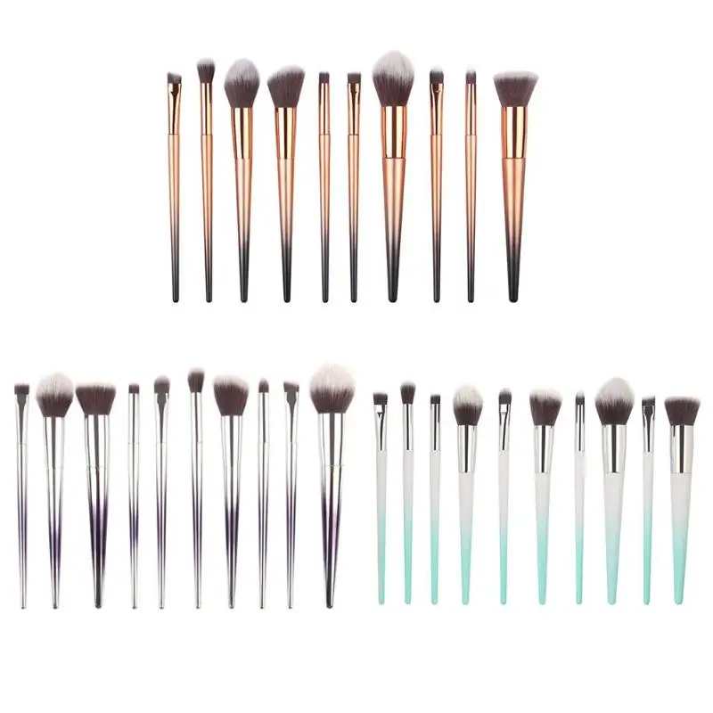 

10pcs/set Soft Nylon Mirror Cosmetic Brushes Laser Gradient Eyeshadow Blush Powder Brush for Pro Makeup Tools 159-172mm/6.2-6.7