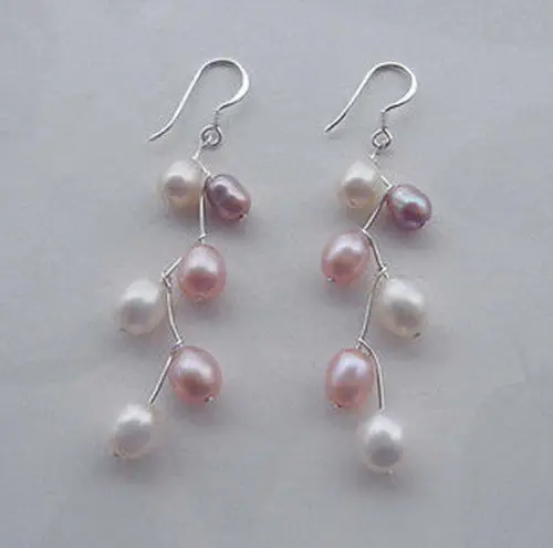 

Wholesale price 16new ^^^^Noblest Beautiful White and pink purple FW Pearl Earring 925s -Top quality free shipping